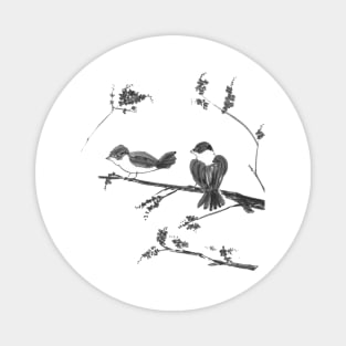 Two darling birds and cherry blossoms Magnet